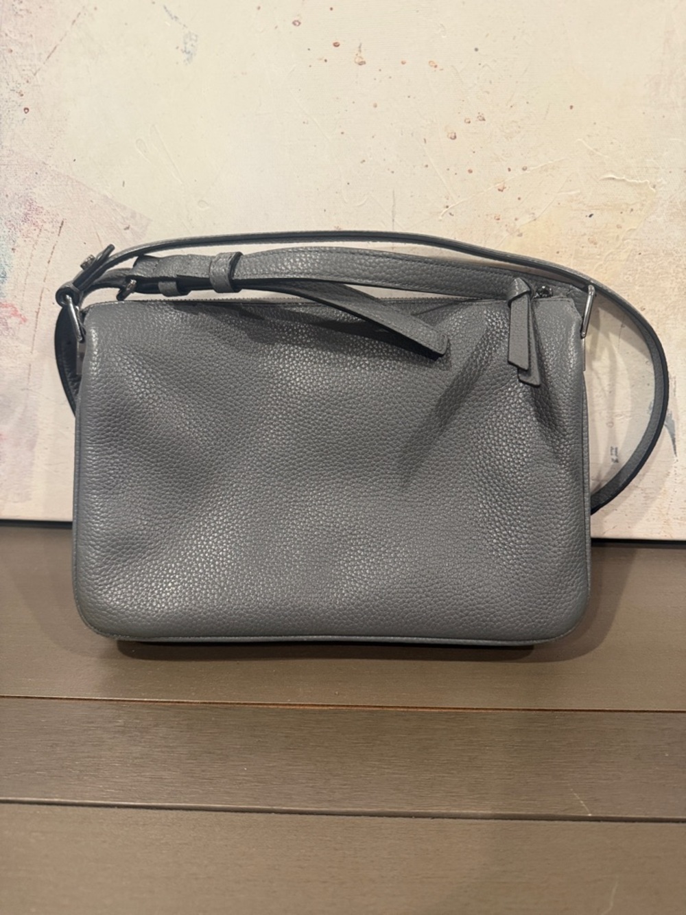 Kate Spade Grey Crossbody Mulberry Street Madelyne Grey Leather Bag EUC - Picture 2 of 9